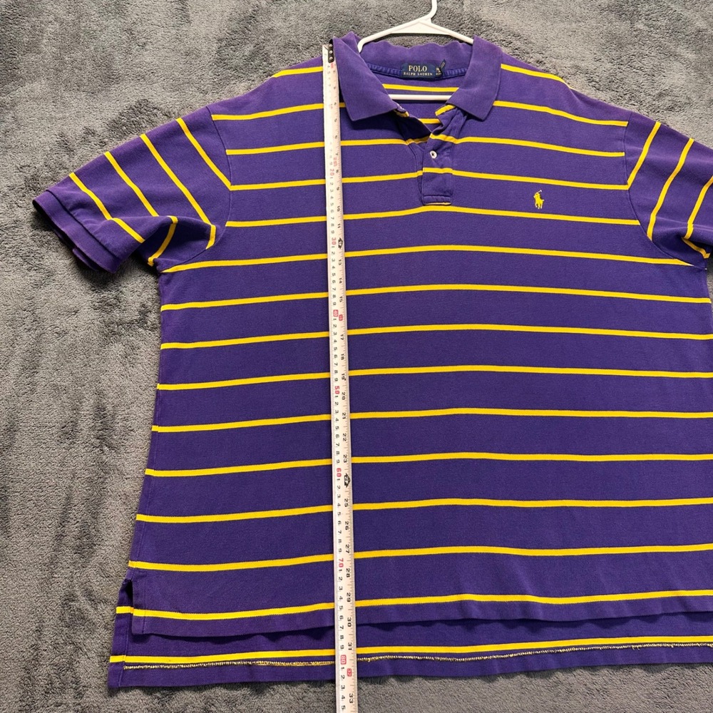 Polo Ralph Lauren Polo Shirt Mens 3XB Big Purple Yellow Striped Short Sleeve - Picture 8 of 8